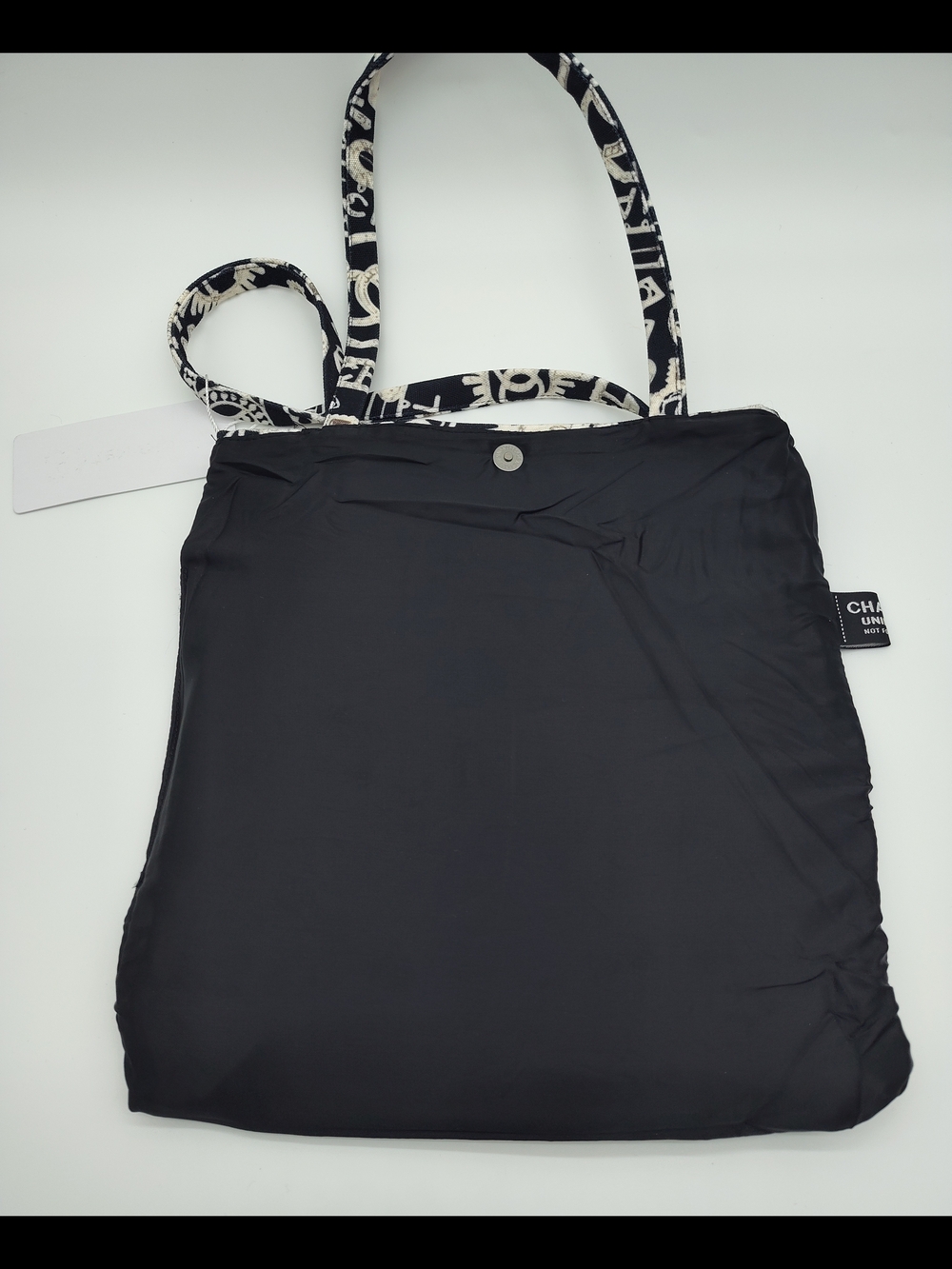 CHANEL Canvas Logo Print Tote Bag VIP Gift Large Employee Shopper Black - Picture 8 of 9